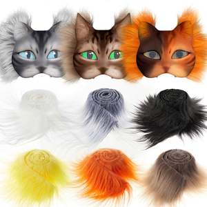 Matériel de <span class=keywords><strong>masque</strong></span> de bricolage Bandes de fausse fourrure de couleur vive <span class=keywords><strong>Masque</strong></span> Therian Fluffy Fuzzy Fabric Craft Fur for Therian Gear Furry Mask - Product Image 1