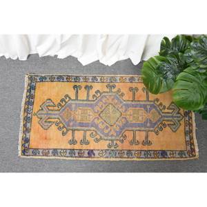 Vintage Orange Bleu 1.6 X 3.2ft Grande Surface Tapis Turc Classique 4m Rectangle Couloir Motif Laine Seagrass Latex Tapis De Chambre - Product Image 1