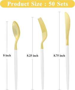 Meilleures ventes Ensemble de couverts en or de luxe longs et argentés Cuillères en acier inoxydable miroir - Product Image 2