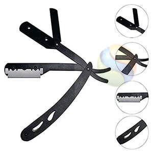 มีดโกนหนวดตรงแบบมืออาชีพสีดำสุดหรู  ทำจากสแตนเลส  เครื่องมือโกนหนวดสำหรับช่างตัดผม  มีดโกนหนวดตรงสแตนเลสสำหรับผู้ชายระดับพรีเมียม - Product Image 3