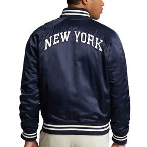 2024 traje de diseño de fábrica adecuado Slim Fit hombres satén Varsity chaqueta frontal cremallera completa fácil de usar hombres satén Varsity chaqueta - Product Image 4