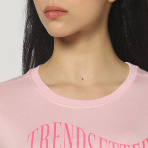 Camiseta de Manga Corta Rosa para Mujer, Cuello Redondo, Logotipo Estampado, Ropa Casual, Algodón/Poliéster, Transpirable, Ecológica, Estilo Urbano - Product Image 6