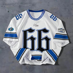 เสื้อฮอกกี้น้ำแข็งปักลายแบบกำหนดเอง ปี 2026 สำหรับผู้ใหญ่ แห้งเร็ว ผ้าฝ้าย 100% ชุดกีฬาสำหรับทีม ชื่อผู้เล่น ไนท์ส - Product Image 1