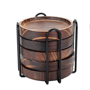 Ensemble de sous-verres en bois avec support sous-verres en liège carrés imprimés personnalisés en gros pour boissons sous-verres en bois vierges - Product Image 6