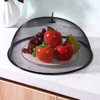 Cloche alimentaire en maille de fer noir anti-mouches pour table de cuisine et buffet