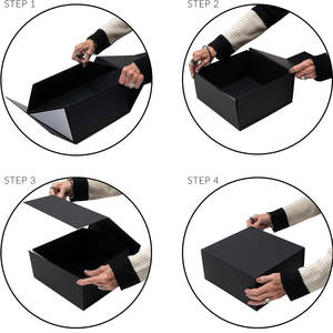 Caja de regalo magnética-Cajas plegables negras de 10x10x5 pulgadas con cierre de tapa magnética Embalaje de lujo para boutiques - Product Image 5