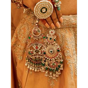 Pendientes Largos Finos Judo Jadau Kundan Chapados en Oro Multicolor - MJ11M - Product Image 1