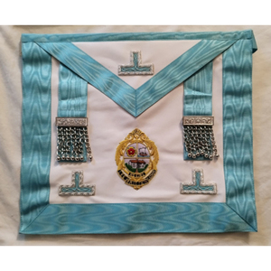 Masonic Hub 100% Lambskin White <b>Leather</b> Hand Embroidered past Master <b>Apron</b> Kit | masonic regalia uniforms accessories - Product Image 5