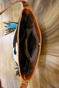 Sac fourre-tout décontracté pour femmes en cuir de vachette fait à la main Style occidental classique avec sac à main à bandoulière Hobo en poils de vache - Product Image 5