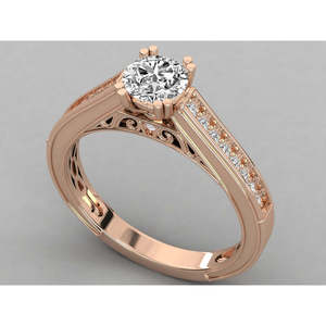Bague pour femme en or 18 carats avec diamant solitaire rond de laboratoire, bagues en diamant brillant - Product Image 3