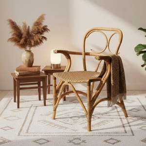 Silla de comedor de ratán ecológica para interiores y exteriores, diseño Vintage moderno, tono neutro, resistencia a todo tipo de clima para hoteles y parques - Product Image 4