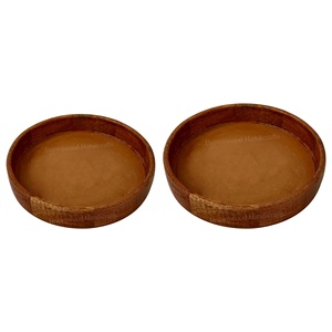 Bandeja de servicio redonda de madera de mango respetuosa con el medio ambiente, bandeja de madera decorativa y para servir con asa, precio bajo de mercado para vendedores en línea - Product Image 6