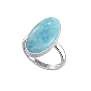 925 bague en argent Sterling lunette réglage Larimar pierres précieuses mélange formes classique fête de mariage à la mode unisexe - Product Image 1
