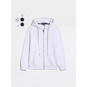 Luxury Oversized High Quality Hoodie Cotton Blended French Terry Solid <b>Plain</b> <b>Sweatshirt</b> with Hooded Collar Zipper - Product Image 6