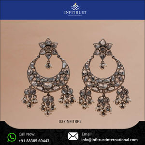 Pendientes de plata de ley 925 con colgantes de Jhumki y piedras de Kundan, colección de diseño de celebridades, Chandbali - Product Image 2