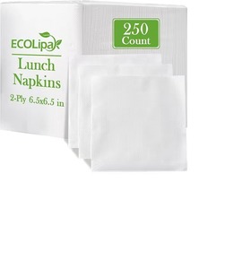 Serviettes en papier 2 plis en vrac, 250 unités, douces et absorbantes, 6,5 x 6,5 pouces, pliées, pour dîner, fête, serviettes pour la maison et les restaurants - Product Image 1