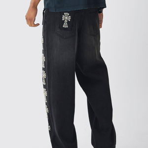 Pantalons en jean décontractés pour hommes, collection de couleurs noires, vente en gros, fabricant OEM - Product Image 4