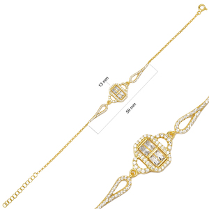 Trendy Baguette Rectangle Shape <b>Charm</b> Women Bracelet Turkish Wholesale Handcrafted 925 Sterling Silver Jewelry - Product Image 3