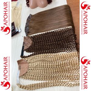Meilleure vente de cheveux chinois alignés sur les cuticules cheveux naturels bouclés enroulés autour de la pince à queue de cheval extensions de cheveux humains - Product Image 3