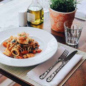 Diseño personalizado elegante juego de cubiertos de acero inoxidable fiestas celebración vajilla decorativa juego de cubiertos de metal esmalte negro - Product Image 6