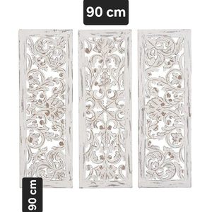 Panneau mural sculpté, motif floral mandala carré, bois et MDF faits à la main, 90 x 90 cm, marron, pour les espaces de vie et les chambres à coucher - Product Image 4