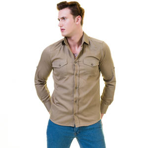 เสื้อเชิ้ตสไตล์ซาฟารีสำหรับผู้ชาย,เสื้อผ้าฝ้ายลายพรางแขนยาวผ้าระบายอากาศมีกระเป๋าคู่ - Product Image 4