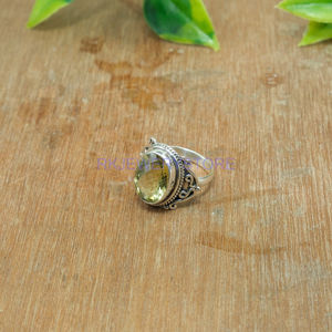 Anillo de Cuarzo Limón Natural, Anillo de Plata de Ley 925, Anillo de Compromiso, Anillo Grande, Anillo Boho para Joyería de Cuarzo Limón - Product Image 4