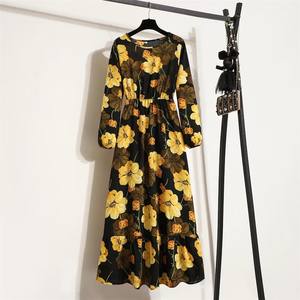 ชุดเดรสแม็กซี่ลำลองสำหรับผู้หญิงชุดเดรสยาวคอกลมแขนยาวสไตล์โบฮีเมียนสำหรับใส่ไปชายหาดปาร์ตี้ - Product Image 3