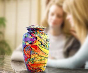 Cremation Urn for Ashes Handcrafted Tie Dye Urn Funeral and <b>Memorial</b> Cremation Urn for Human Ashes with Velvet Bag Large - Product Image 2