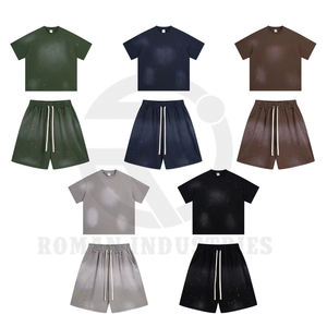 Trending Acid Washed Biker <b>Shorts</b> 2 Piece Set Oversize Printed Jogger <b>Short</b> Set Wholesale Summer Wear Sun Fade <b>Short</b> For Men - Product Image 6