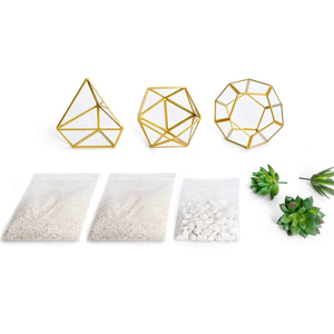 Acabado en oro brillante, tamaño personalizado, diseño único, jarrón de cristal transparente, decoración geométrica, terrario, decoración de mesa, hogar y oficina - Product Image 1