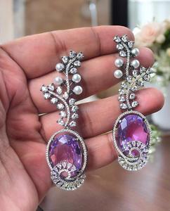 Lujosos y elegantes pendientes para mujer con piedra de circón, Material de latón, ropa de fiesta perfecta, accesorios de moda para regalos de bodas - Product Image 3