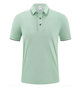 Camiseta Polo de Cuello Rayado de Seda de Hielo con Diseño de Logotipo Personalizado OEM, Ropa de Trabajo y Camiseta Polo de Manga Corta de Algodón para Hombre de Verano - Product Image 1