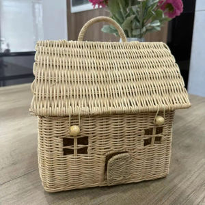 Cesta de Casa de ratán marrón tradicional de Vietnam, mango Natural Vintage para organización de juguetes para niños, almacenamiento artesanal para bodas en casa - Product Image 1