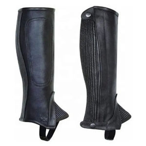 Chaps d'équitation complets en cuir synthétique durable de haute qualité, personnalisables, pour l'entraînement équestre avec sabots et étriers - Product Image 1