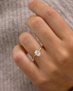 IGIได้รับการรับรองLab GrownเพชรแหวนSolitaire 14Kสีเหลืองทองเครื่องประดับเจ้าสาว 2 กะรัตCVD 9*7 มม.รูปไข่ตัดLabแหวนเพชร - Product Image 4