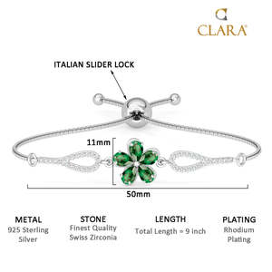 Pulsera de tenis con flor verde chapada en rodio de oro de 14k - Product Image 6