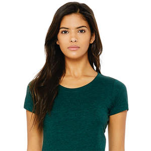 T-Shirt manches courtes femme 50% Polyester 25% Airlume peigné et anneau en coton 25% rayonne 40 simple 3.8 oz émeraude Triblend - Product Image 4