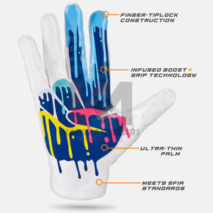 Gants de football américain personnalisés avec logo OEM, vente en gros, paume en silicone haute adhérence, gants de football américain, fourniture d'usine - Product Image 4