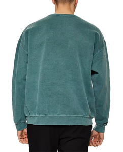 Sweat à capuche vêtement personnalisé hommes coton sweat lavé à l'acide Streetwear surdimensionné Creneck lourd côtes o-cou sweat pour hommes - Product Image 2