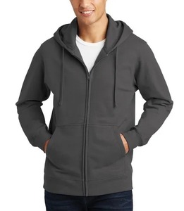 Pull lourd uni avec logo personnalisé 100% coton Sweats à capuche avec fermeture éclair coupe ample pour hommes Style Streetwear - Product Image 1