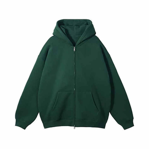 Vente en gros, sweat à capuche personnalisé pour hommes, poids lourd, surdimensionné, à double fermeture éclair, nouveau sweat court à capuche zippé Boxy d'hiver en coton - Product Image 6