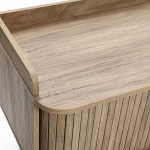 Factory Direct Mid-Century Modern Tambour Style 2 Door Wide <strong>TV</strong> Unit with <strong>Tray</strong> Top in Oak - Product Image 4