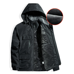 Heavy Duty Men's Winter Hiking Jacket Waterproof Stand Collar Hooded with Coated <b>Fabric</b> Zipper Wholesale from Manufacturer - Product Image 2
