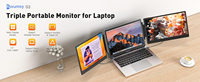 Monitores Portátiles Dobles para Laptop de 14 Pulgadas, Extensor de Pantalla Triple IPS Full HD con Altavoz Integrado para Multitarea Empresarial y Reuniones