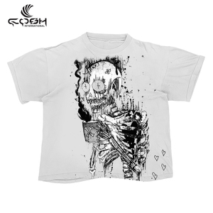 Fournisseur d'usine t-shirts personnalisés sérigraphie vierge DTF DTG impression bouffante en détresse Chenille Applique broderie lavage à l'acide hommes t-shirt - Product Image 3