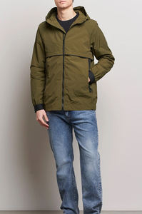 Chaqueta cortavientos de nailon ligera de gran tamaño con logotipo personalizado, Sudadera con capucha y cremallera de bloque de color, chaqueta de lluvia con patrón impreso - Product Image 5