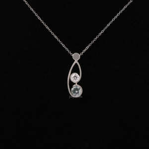 Colgante personalizado de mano loco nuevo con diamante de laboratorio redondo y azul hecho en oro macizo de 14kt utilizado para todas las ocasiones para mujeres - Product Image 2