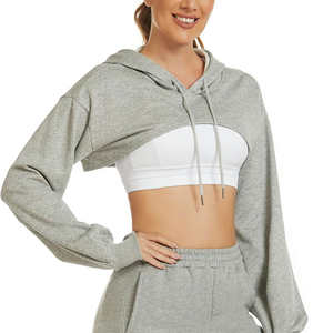 Nouveautés Vêtements de sport d'hiver Pull à capuche pour femmes avec grande poche Personnalisé Plus Size Crop Top Hoodie - Product Image 2