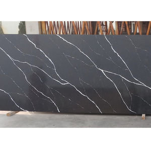 Ready to Ship Artificial Quartz <b>Black</b> Encimera <b>Marble</b> Slab Stone Engineered Benchtops <b>Kitchen</b> <b>Countertop</b> - Product Image 4